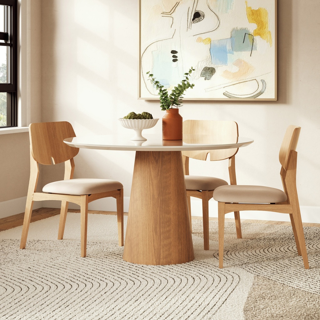 Mona Lacquered Glass Round Dining Table