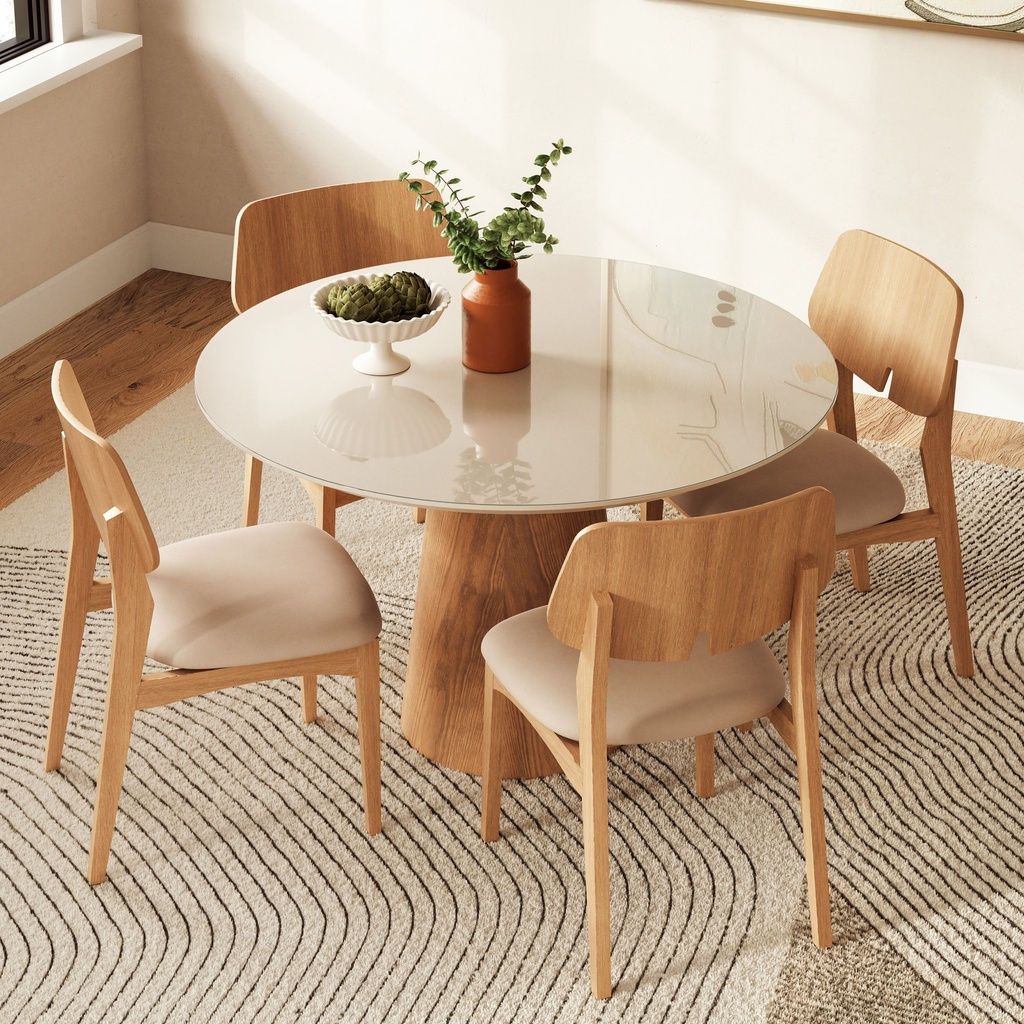 Mona Lacquered Glass Round Dining Table