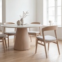 Mona Lacquered Glass & Wood Round Dining Table
