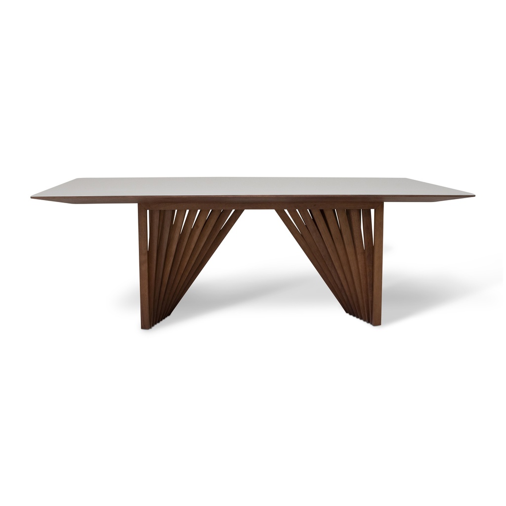 [BSM-218275-06] Laguna Lacquered Glass Dining Table (Off White, Nogal)