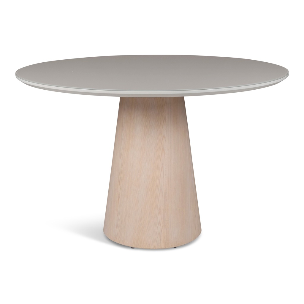 Mona Lacquered Glass & Wood Round Dining Table