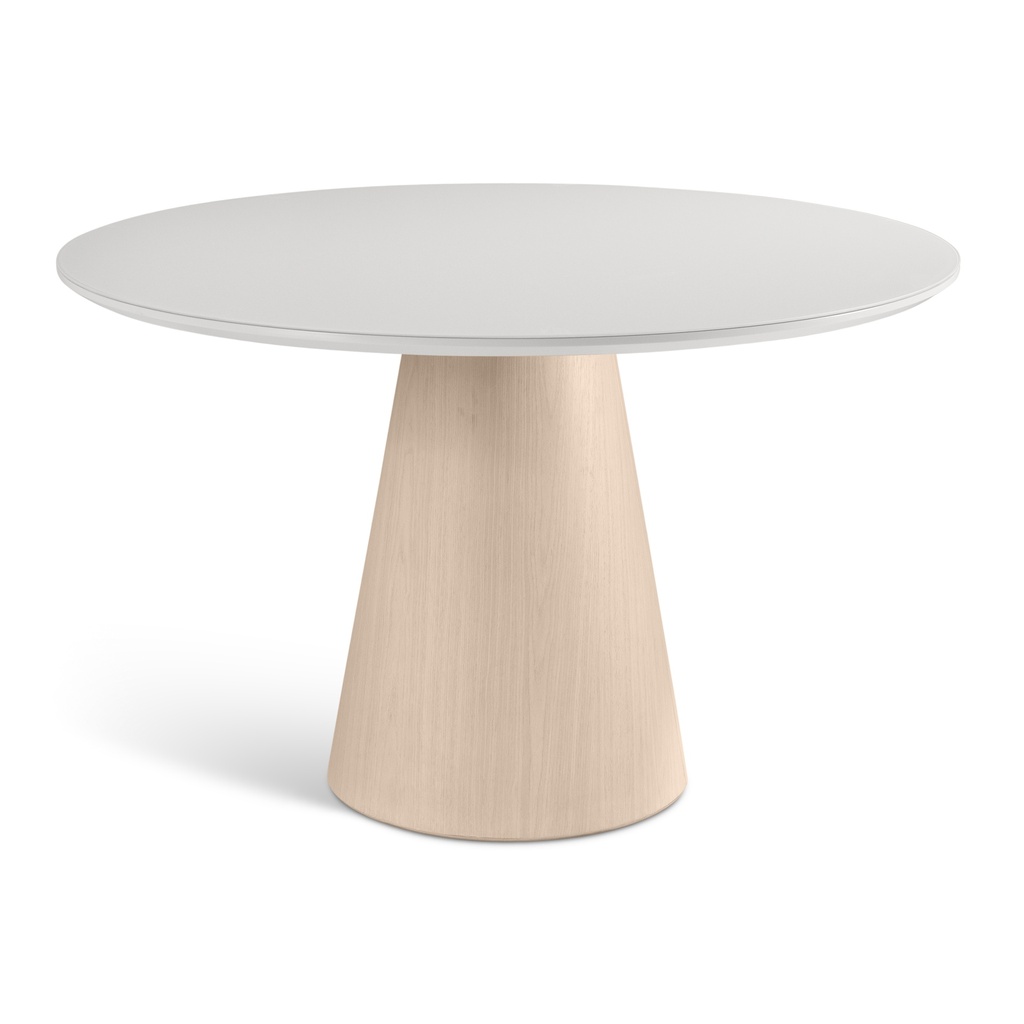 [BSM-208226-02] Mona Lacquered Glass & Wood Round Dining Table (Off White, Nevoa)