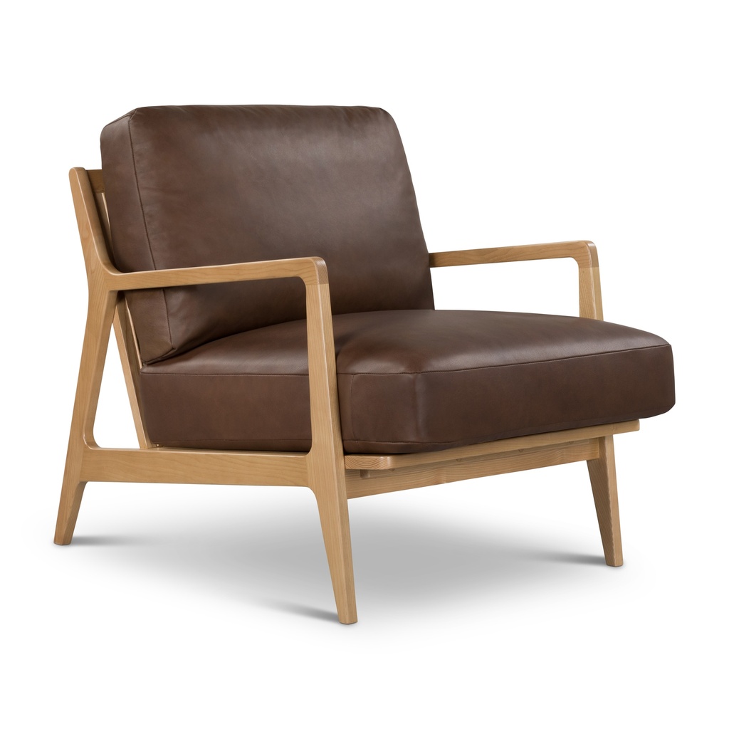 [VC-1231-C-KACOBRN] Carmelo Genuine Leather Accent Chair (Courier Dark Brown, Natural)